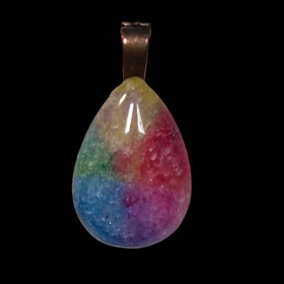 Multicolor Teardrop Rainbow Jasper Pendant - Picture 5 of 5